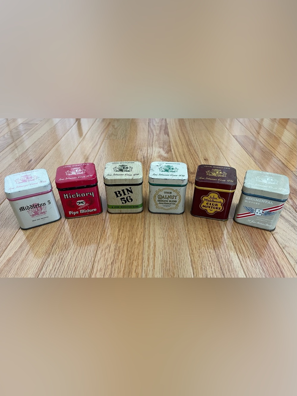 JOHN MIDDLETON Fine Tobaccos Since 1856 Six Vintage Tins Collection Very Good